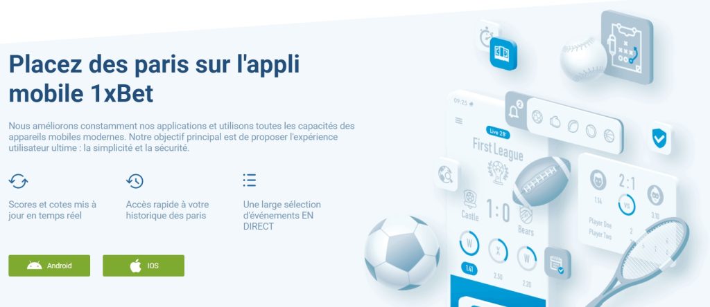 L’équipe 1xBet met régulièrement à disposition des mises à jour de l’application APK